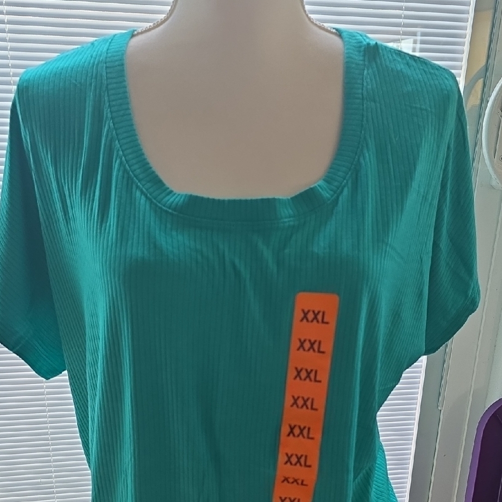 Felina Green Ribbed Short Sleeve T-Shirt